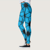 Leggings Abstrait Géométrique Bleu Noir Pricky Cactus Thorn (Gauche)