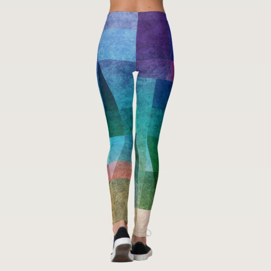 Leggings Abstrait géométrique moderne Cercle bleu vert rose (Dos)