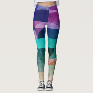 Leggings Abstrait géométrique moderne Cercle bleu vert rose