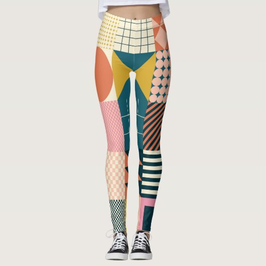 Leggings Abstrait géométrique moderne : Conception colorée (Devant)