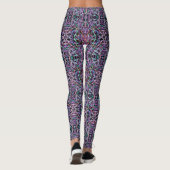 Leggings Abstrait géométrique psychédélique en violet, vert (Dos)