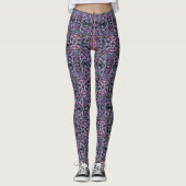 Leggings Abstrait géométrique psychédélique en violet, vert (Devant)