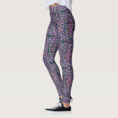 Leggings Abstrait géométrique psychédélique en violet, vert (Gauche)