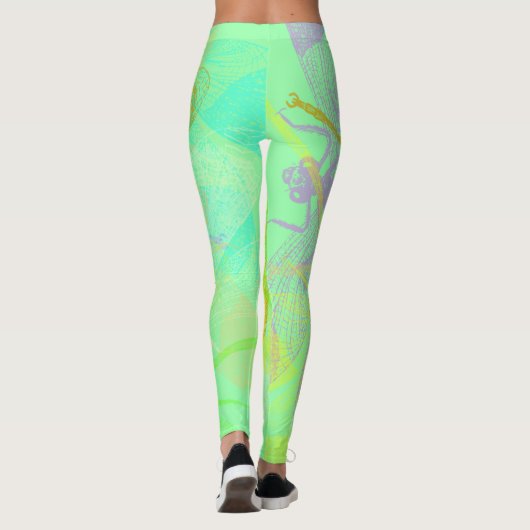Leggings Abstrait Gold Dragonfly Blue Pastel (Dos)