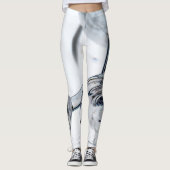 Leggings Abstrait gris bleu et blanc (Devant)