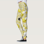 Leggings Abstrait jaune doré symétrique fractal (Gauche)