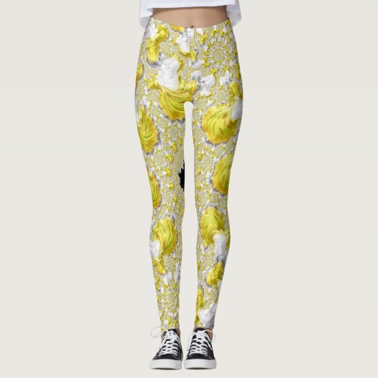 Leggings Abstrait jaune doré symétrique fractal (Devant)