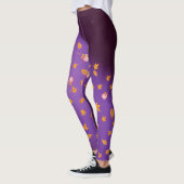 Leggings Abstrait lune feuilles d'automne roses (Gauche)