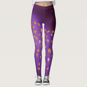 Leggings Abstrait lune feuilles d'automne roses