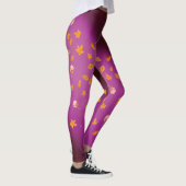 Leggings Abstrait lune feuilles d'automne roses (Droite)