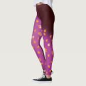 Leggings Abstrait lune feuilles d'automne roses (Gauche)