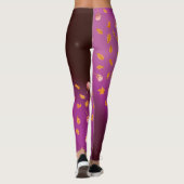 Leggings Abstrait lune feuilles d'automne roses (Dos)