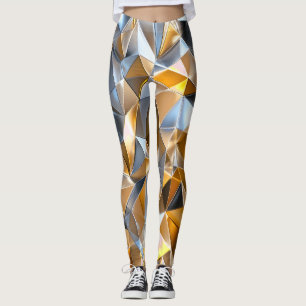 Leggings Abstrait Métallique Moderne Géométrique Or Argent