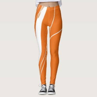 Leggings Abstrait minimaliste orange-blanc