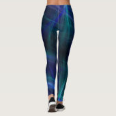 Leggings Abstrait Mist fractal bleu vert noir (Dos)