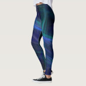 Leggings Abstrait Mist fractal bleu vert noir (Gauche)