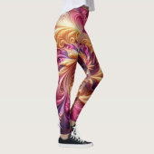 Leggings Abstrait moderne de torréfaction rose, or et viole (Droite)