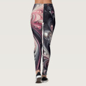 Leggings Abstrait moderne de tournage rose, noir et blanc (Dos)