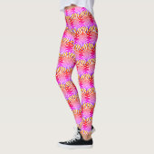 Leggings Abstrait Moderne Féminin Rayons Dégradés Rose Feu  (Gauche)