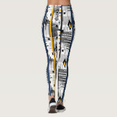 Leggings Abstrait moderne noir blanc jaune ornement geo (Dos)