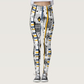 Leggings Abstrait moderne noir blanc jaune ornement geo (Devant)