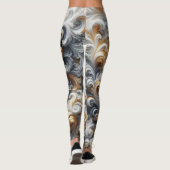 Leggings Abstrait Moderne Swirling or, noir et blanc (Dos)