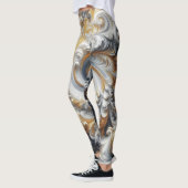 Leggings Abstrait Moderne Swirling or, noir et blanc (Gauche)