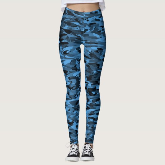 Leggings Abstrait Motif bleu noir (Devant)
