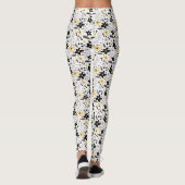 Leggings Abstrait motif floral gris jaune noir (Dos)