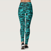 Leggings Abstrait Motif Turquoise Noir (Dos)