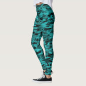 Leggings Abstrait Motif Turquoise Noir (Gauche)