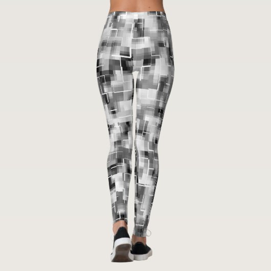 Leggings Abstrait noir blanc gris (Dos)