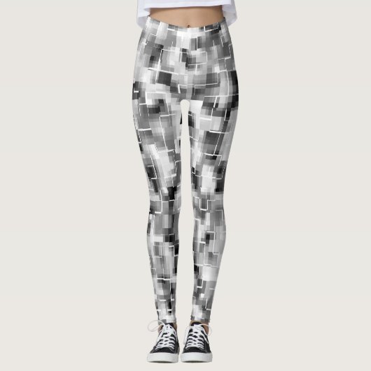 Leggings Abstrait noir blanc gris (Devant)