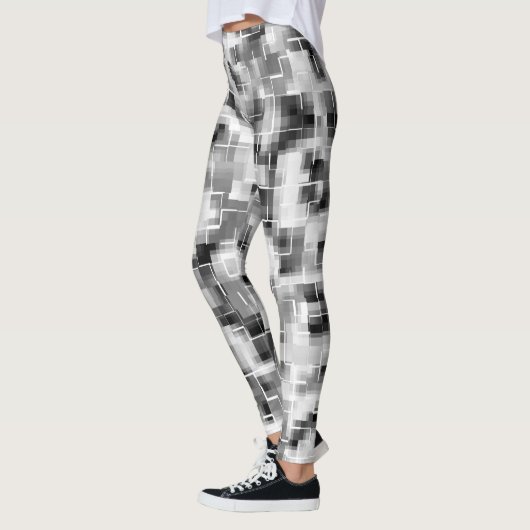 Leggings Abstrait noir blanc gris (Gauche)