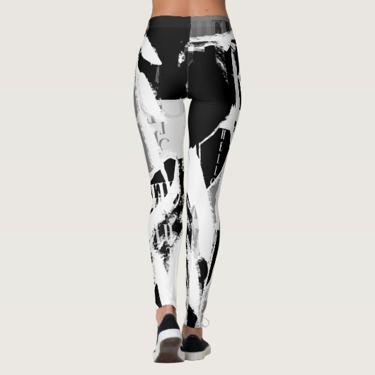 Leggings Abstrait noir blanc gris (Dos)