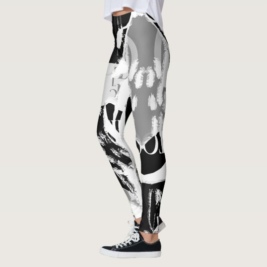 Leggings Abstrait noir blanc gris (Gauche)