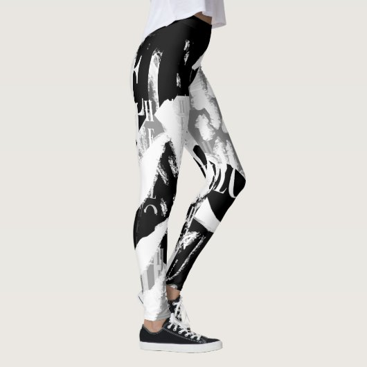 Leggings Abstrait noir blanc gris (Droite)