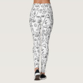 Leggings Abstrait  noir blanc ligne de visage Motif (Dos)
