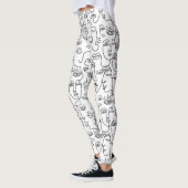 Leggings Abstrait  noir blanc ligne de visage Motif (Gauche)