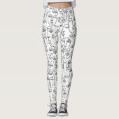 Leggings Abstrait  noir blanc ligne de visage Motif (Devant)
