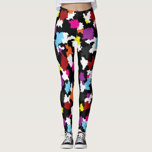 Leggings Abstrait noir coloré irrégulier (Devant)