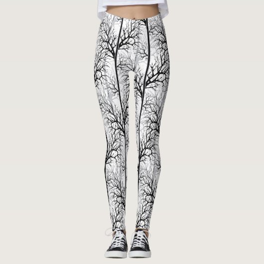 Leggings Abstrait noir et blanc (Devant)