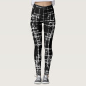 Leggings abstrait noir et blanc crisse croisent motif (Devant)