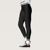 Leggings Abstrait noir et blanc rayé (Gauche)