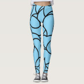 Leggings Abstrait noir et bleu (Devant)