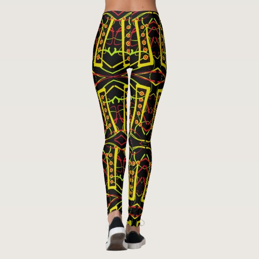 Leggings Abstrait noir et jaune (Dos)