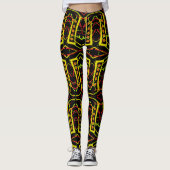 Leggings Abstrait noir et jaune (Devant)