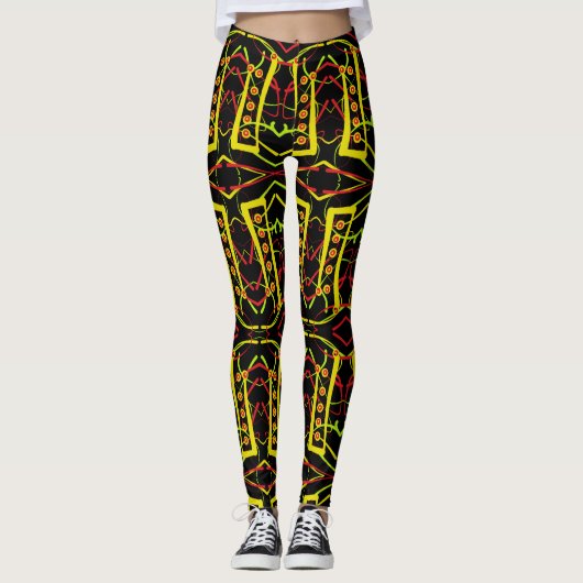 Leggings Abstrait noir et jaune (Devant)