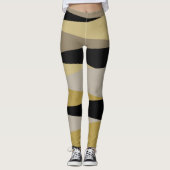 Leggings abstrait noir et or (Devant)