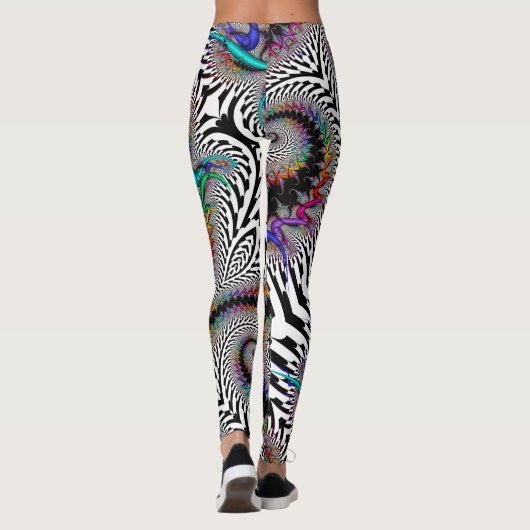 Leggings Abstrait noir fractal arc-en-ciel noir noir (Dos)